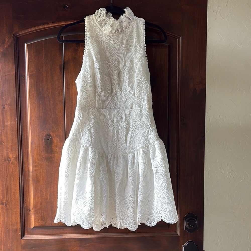 Elegant White Lace Midi Dress